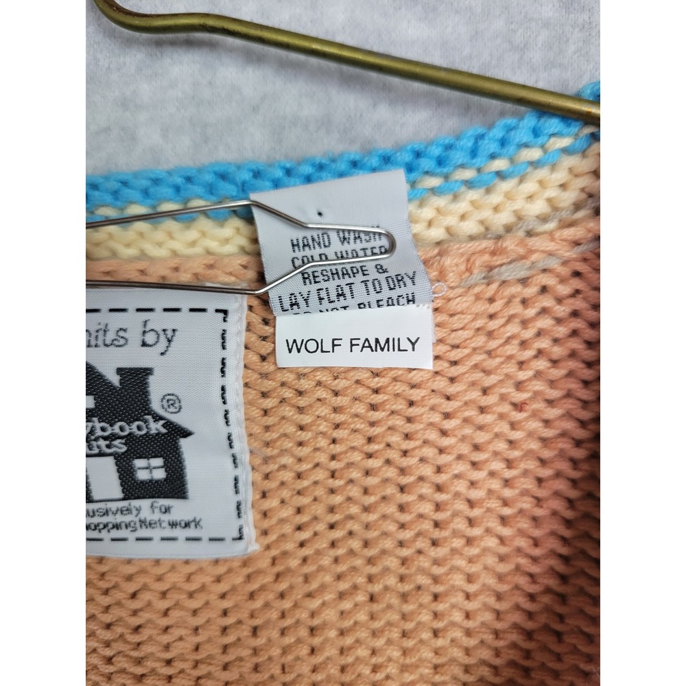 Storybook Knits Wolf Family Southwestern Fringe Cardigan Sweater Green Womens M - Picture 8 of 13